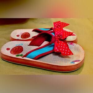 Fat Face Girls Flip Flops Toddler Size 11 UK Bow Polka Dot